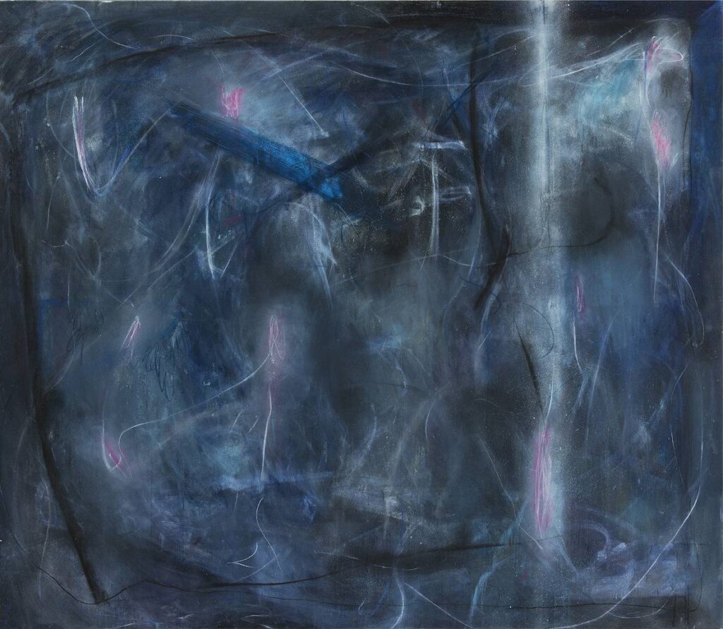 Space is the only noise you can see, 2016, kombinovaná technika na plátně, 140 x 165 cm