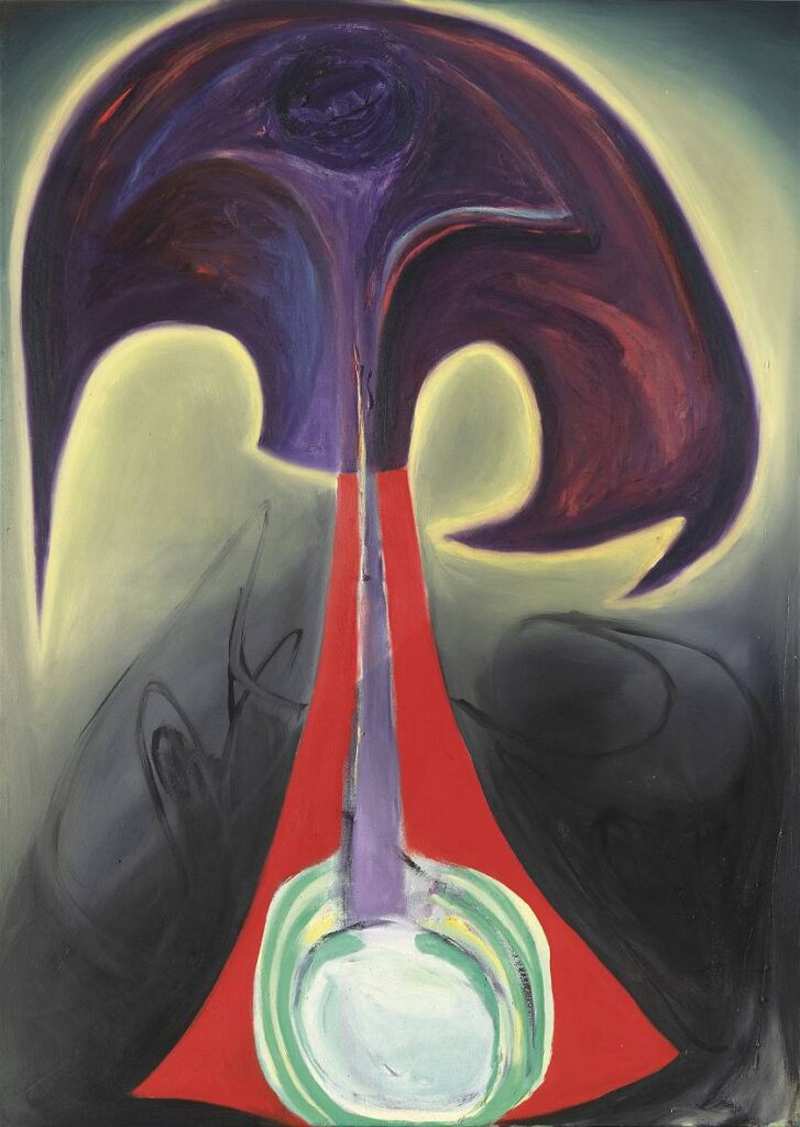 Kohout a černokněžník, 2020, olej na plátně, 140x100 cm