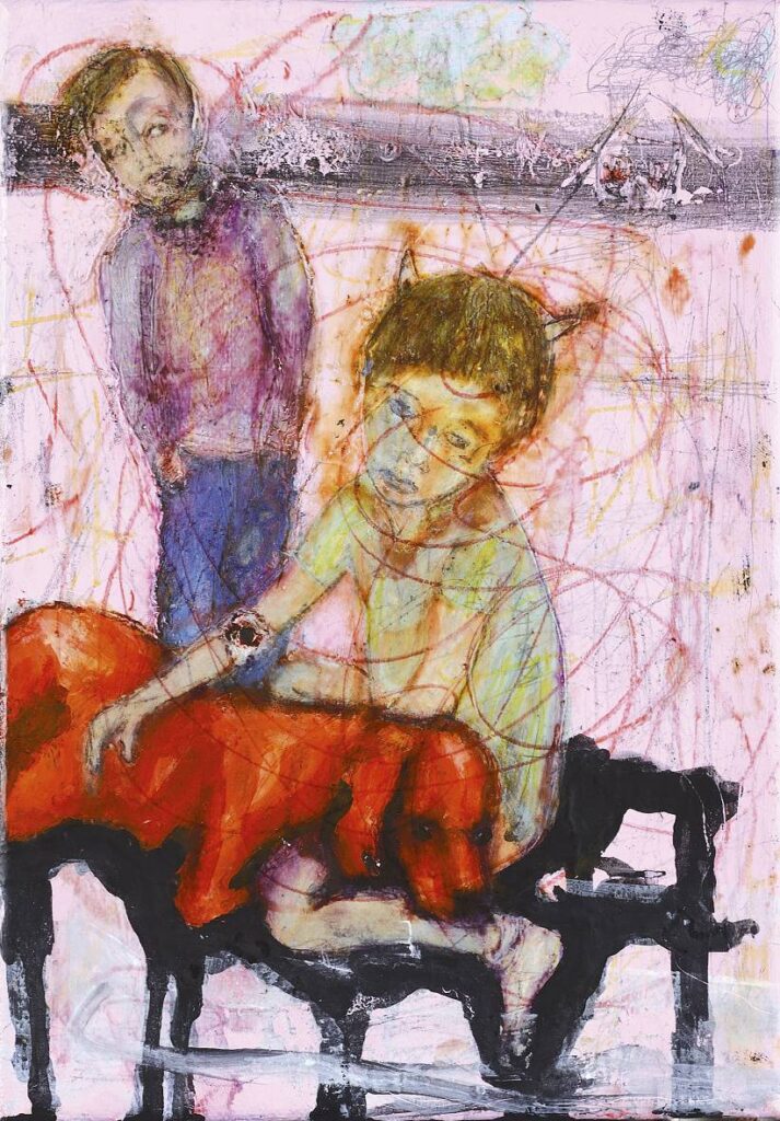 Red dog, 2014, akryl na plátně, 24 x 18 cm