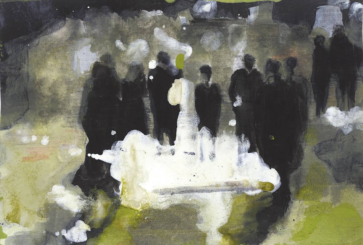 Rozloučení, 2010, akryl na papíře, 12,1 x 17,9 cm