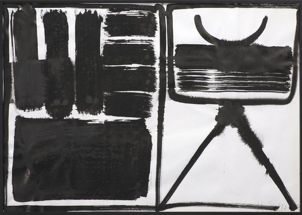 Pozorovatel, 2014, kresba tuší na papíře, 50 x 70 cm